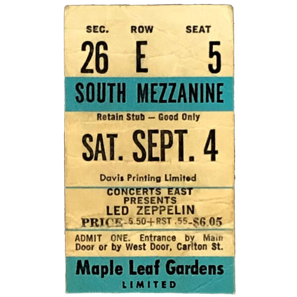 Concert Ticket <br>1971.09.04 <br>Toronto, CA