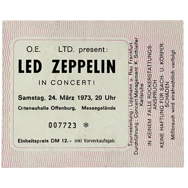 Concert Ticket <br>1973.03.24 <br>Offenburg, DE