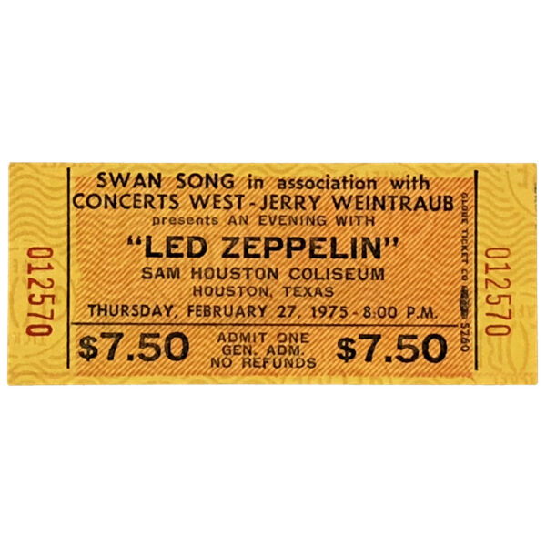 Concert Ticket <br>1975.02.27 <br>Houston, TX