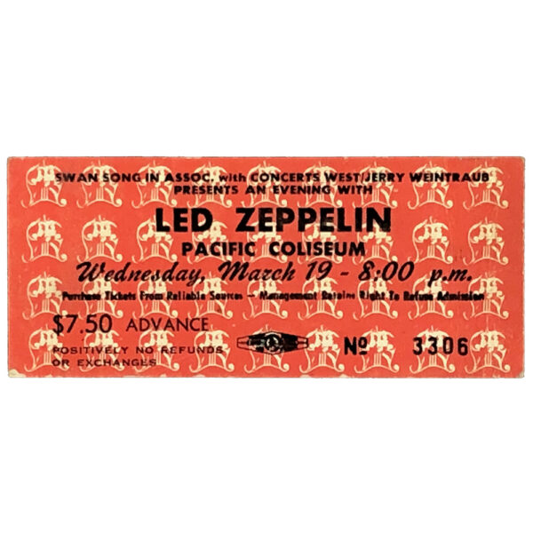 Concert Ticket <br>1975.03.19 <br>Vancouver, CA - Image 2