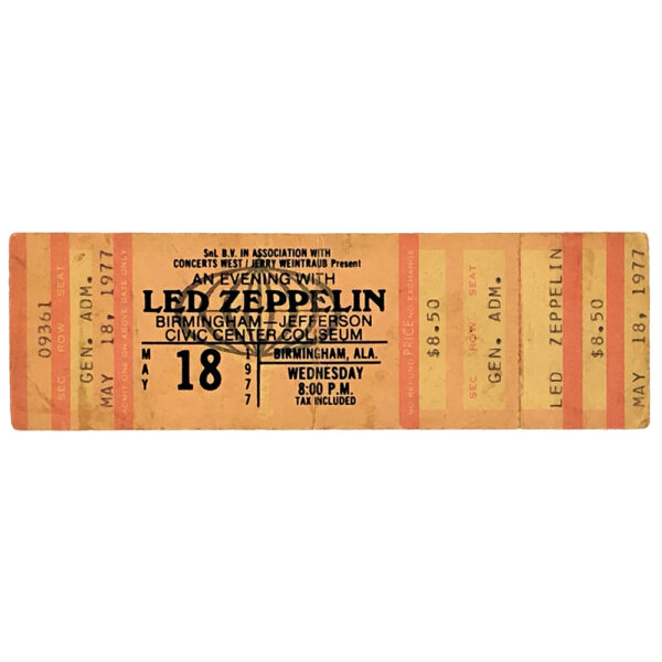 Concert Ticket <br>1977.05.18 <br>Birmingham, AL - Image 2