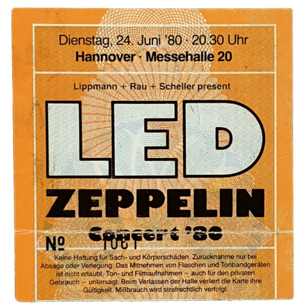 Concert Ticket <br>1980.06.25 <br>Hannover, DE