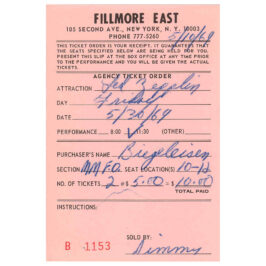 Concert Rarity <br>1969.05.31 <br>New York, Receipt