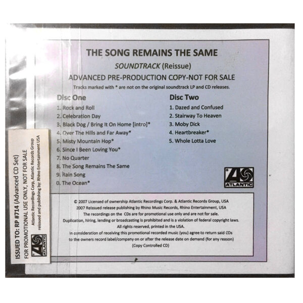TSRTS (2007) <br>CD, Advanced Pre-Production, Promo (USA) - Image 2