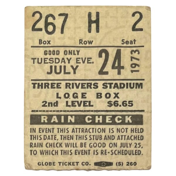 Concert Ticket <br>1973.07.24 <br>Pittsburgh, PA