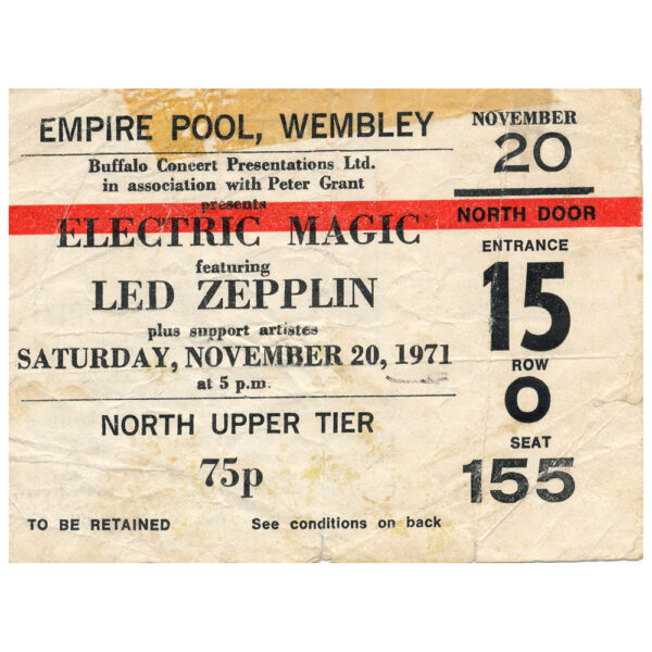 Concert Ticket <br>1971.11.20 <br>London, UK - Image 2