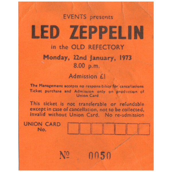 Concert Ticket <br>1973.01.22 <br>Southampton, UK
