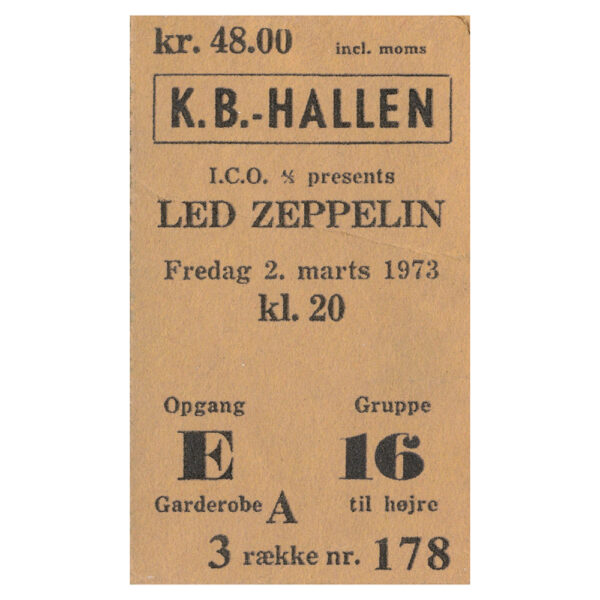 Concert Ticket <br>1973.03.02 <br>Copenhagen, DK