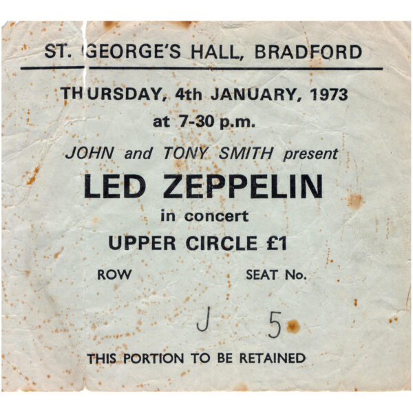 Concert Ticket <br>1973.01.18 <br>Bradford, UK