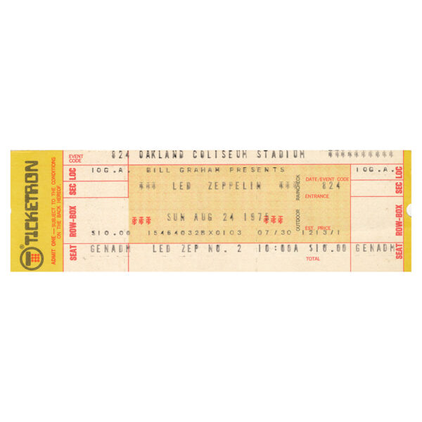 Concert Ticket <br>1975.08.24 <br>Oakland, CA (canceled)