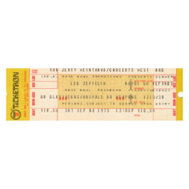 Concert Ticket <br>1975.09.06 <br>Pasadena, CA (canceled)