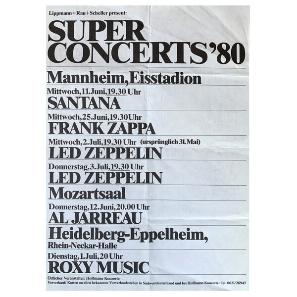 Concert Advertisement <br>1980.07.03 <br>Mannheim, DE (Handbill)