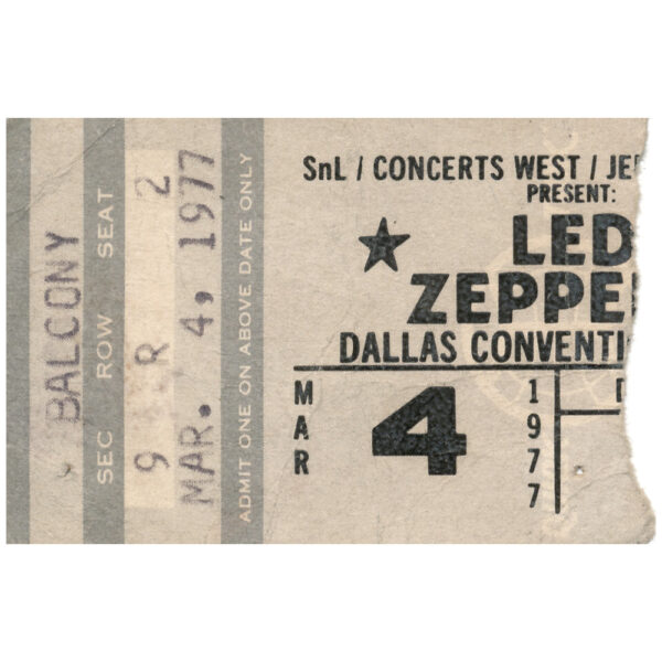 Concert Ticket <br>1977.04.01 <br>Dallas, TX