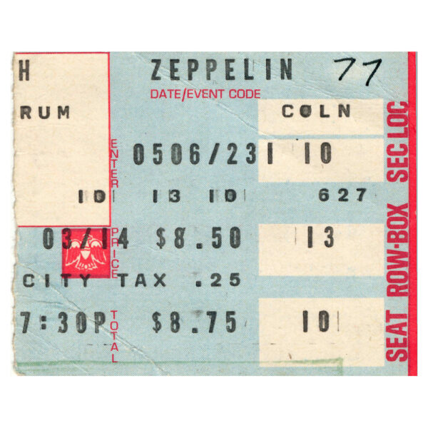 Concert Ticket <br>1977.06.27 <br>Los Angeles, CA - Image 2