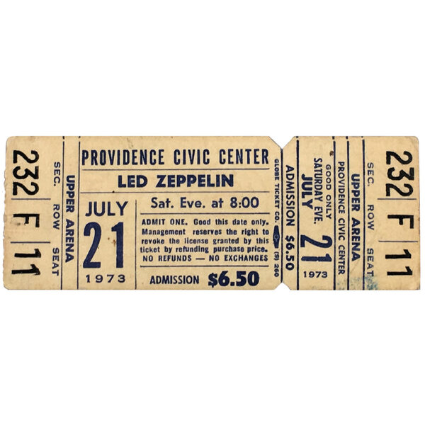 Concert Ticket <br>1973.07.21 <br>Providence, RI
