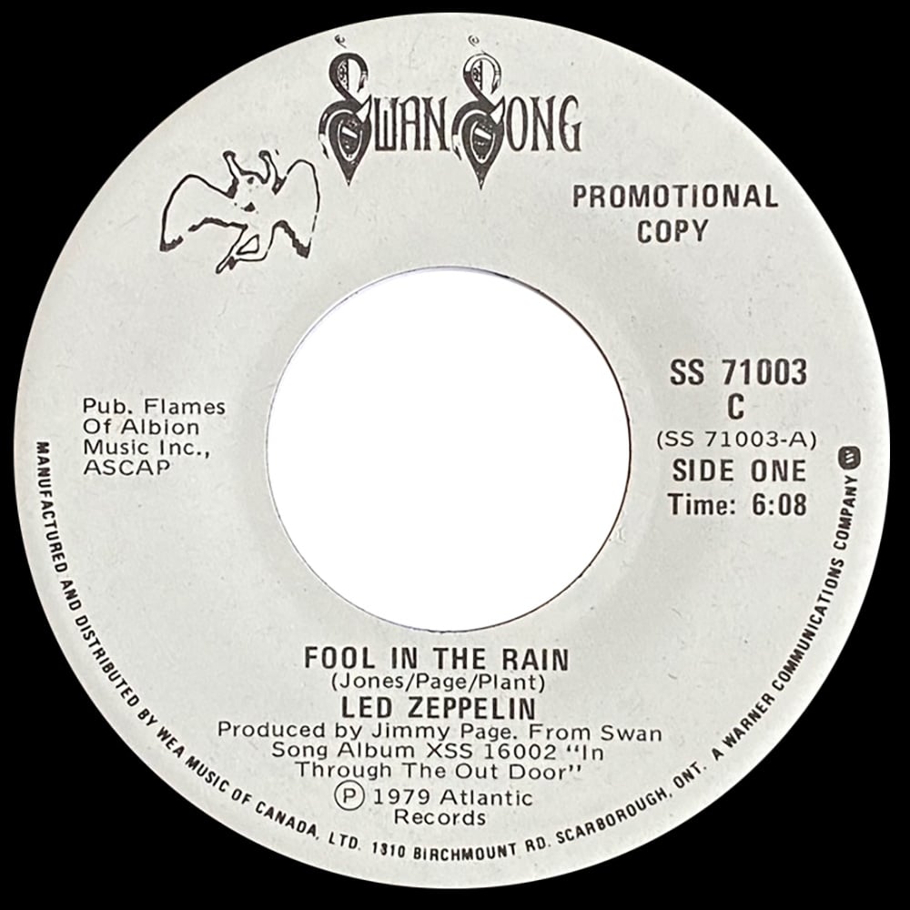 Single <br>Canada (SS 71003) <br>Fool In the Rain / Hot Dog (Promo) - Image 2