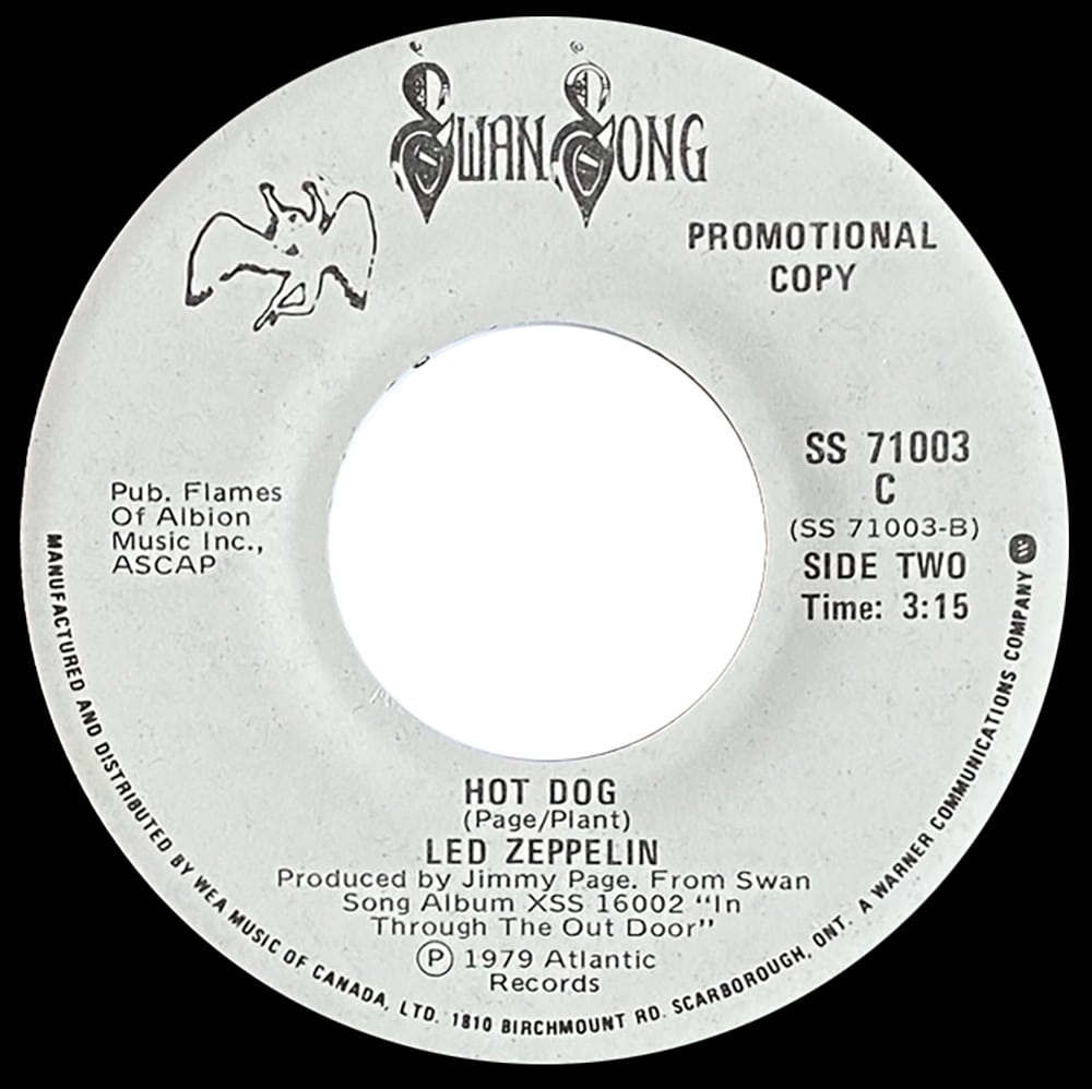 Single <br>Canada (SS 71003) <br>Fool In the Rain / Hot Dog (Promo) - Image 3