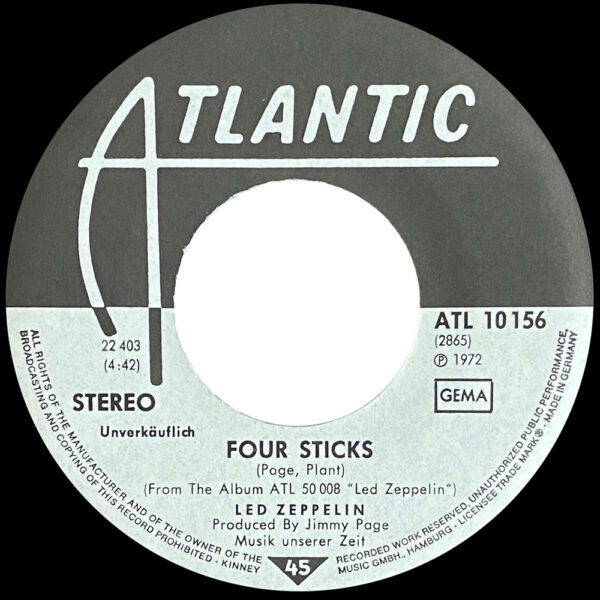 Single <br>Germany (ATL 10156) <br>Rock and Roll / Four Sticks (Promo) - Image 5