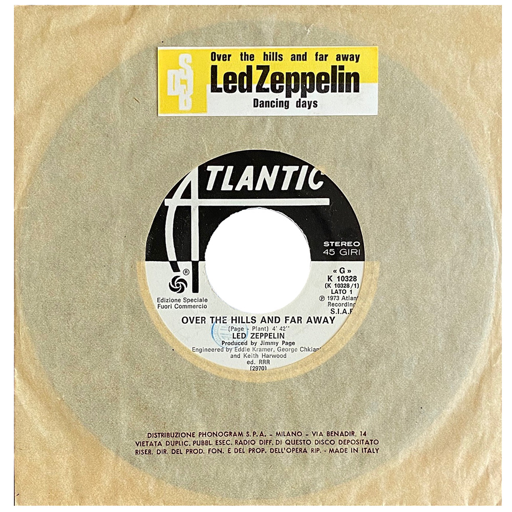 Single <br>Italy (K 10328) <br>Over The Hills and Far Away / Dancing Days (Promo #1)