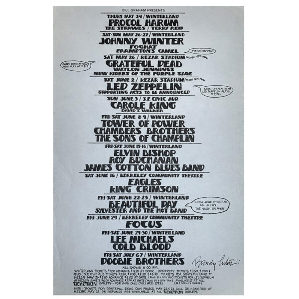 Concert Advertisement <br>1973.06.02 <br>San Francisco, CA (Handbill)