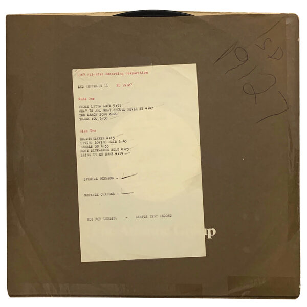 LP <br>Led Zeppelin II <br>USA (SD19127) Test Pressing