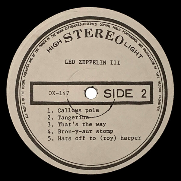 LP <br>Led Zeppelin III <br>South Korea (OX147) - Image 4