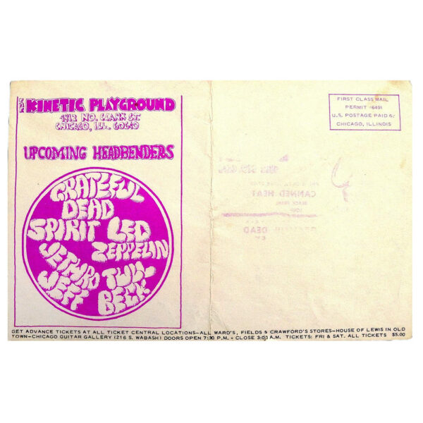 Concert Advertisement <br>1969.07.18 <br>Chicago, IL (Mailer) - Image 2