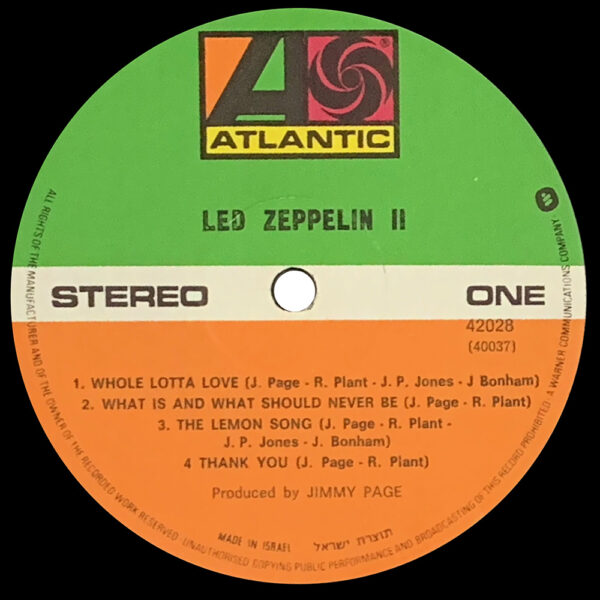 LP <br>Led Zeppelin II <br>Israel (BAN 42028) - Image 3