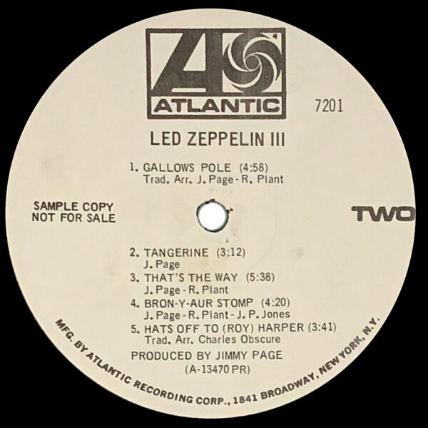 LP <br>Led Zeppelin III <br>USA, Mono (SD7201) Promo - Image 4