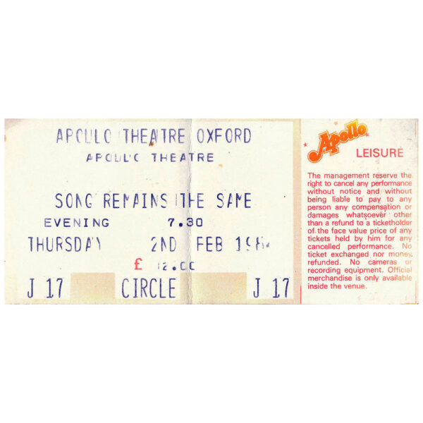 TSRTS (1984) <br>Ticket, Oxford (UK)