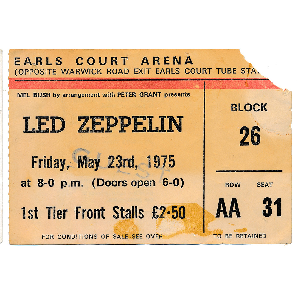 Concert Ticket <br>1975.05.23 <br>London, UK