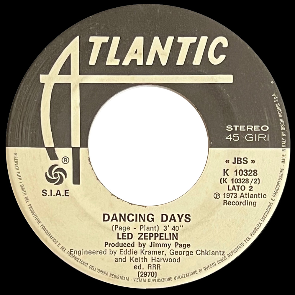 Single <br>Italy (K 10328) <br>Over The Hills and Far Away / Dancing Days (Promo #2) - Image 4