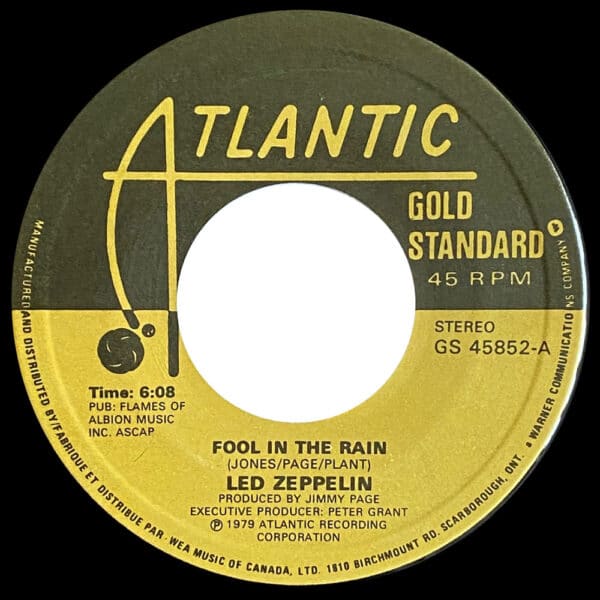 Single <br>Canada (GS 45852) <br>Fool In The Rain / Hot Dog (#1) - Image 2