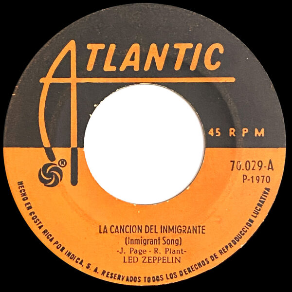 Single <br>Costa Rica (70.029) <br>Immigrant Song / Tangerine