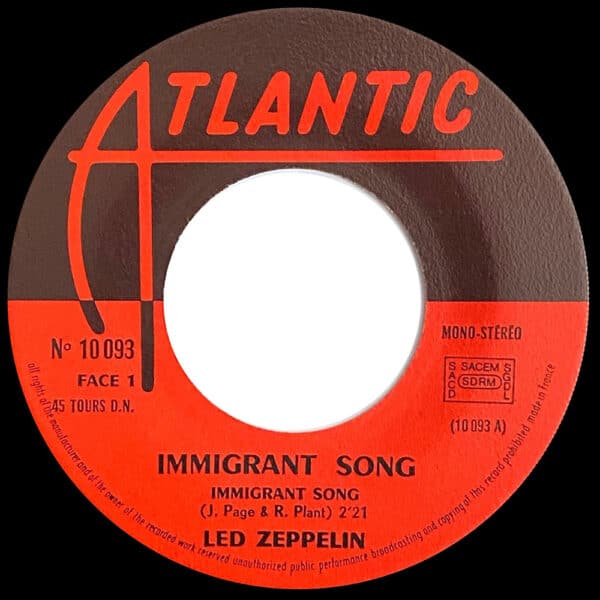 Single <br>France (10 093) <br>Immigrant Song / Hey, Hey What Can I Do - Image 3