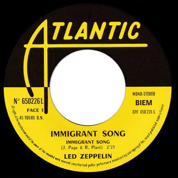 Single <br>France (650226L) <br>Immigrant Song / Hey, Hey What Can I Do (#5) - Image 3