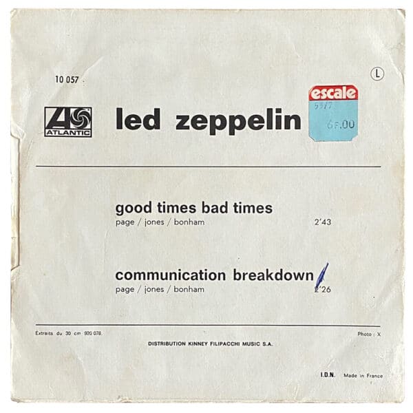Single <br>France (10057) <br>Good Times Bad Times / Communication Breakdown (#1) - Image 2