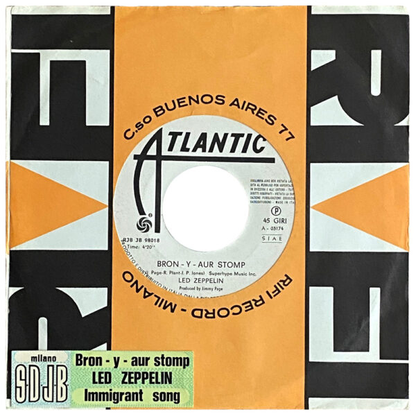 Single <br>Italy (RJB JB 98018) <br>Bron-y-Aur Stomp / Immigrant Song (Promo)