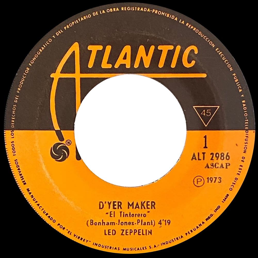 Single <br>Peru (ATL 2986) <br>D'yer Maker / The Crunge (#4) - Image 2