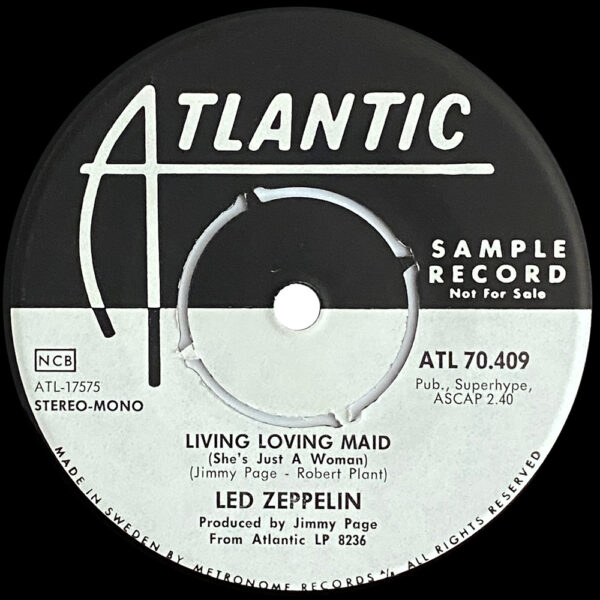 Single <br>Sweden (ATL.70.409) <br>Whole Lotta Love / Living Loving Maid (Promo) - Image 4