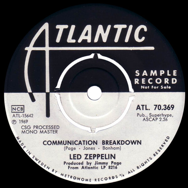 Single <br>Sweden (ATL.70.369) <br>Good Times Bad Times / Communication Breakdown (Promo) - Image 2