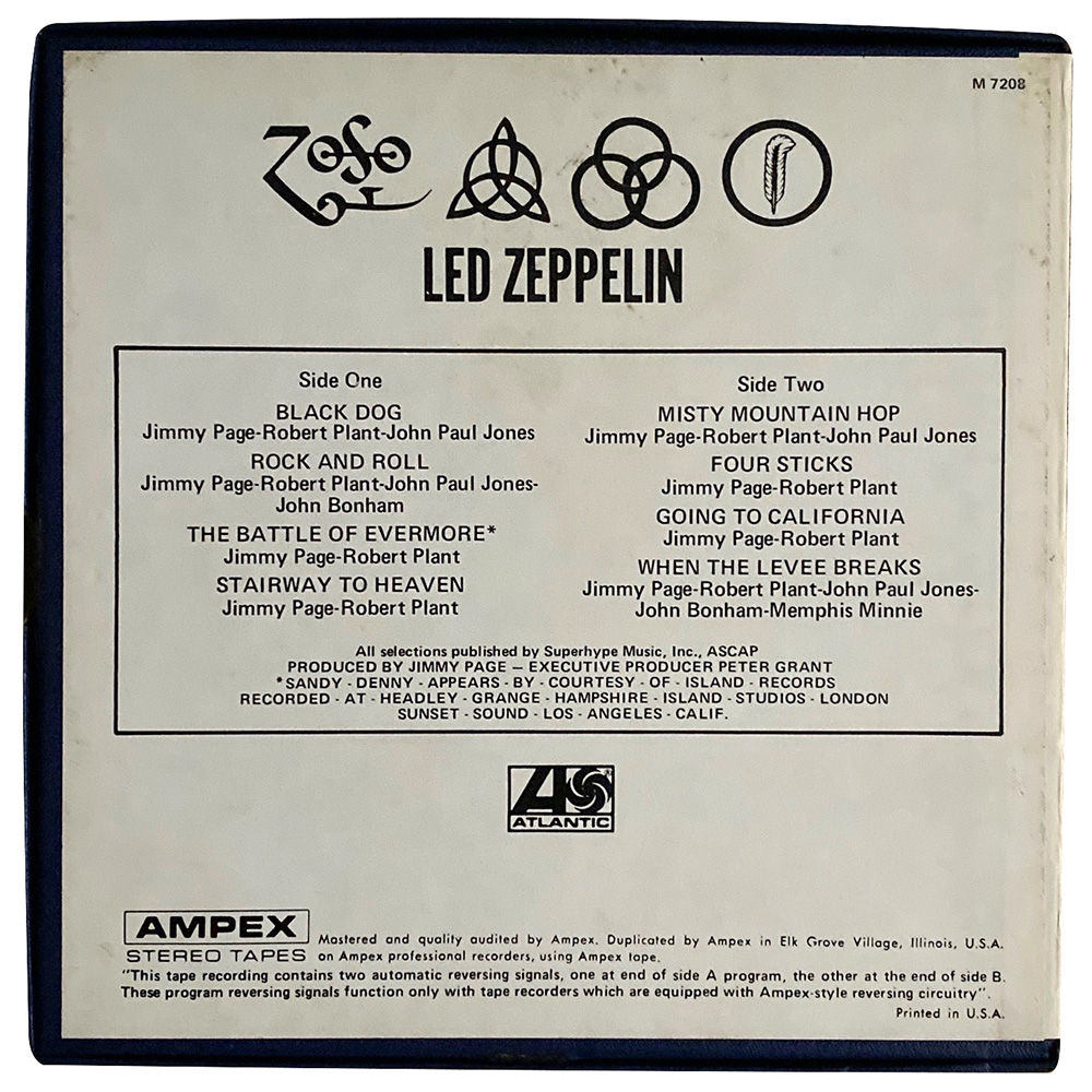 Led Zeppelin II The Only Way To Fly Reel to Reel Tape 3 3/4 IPS