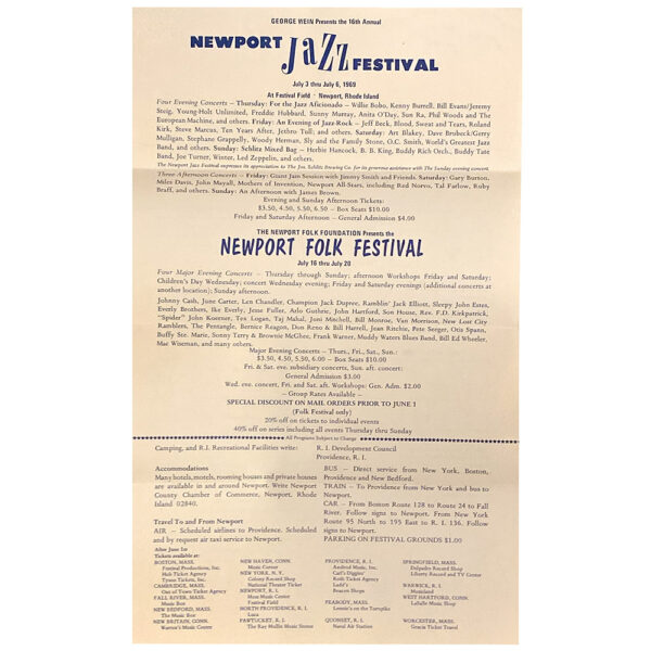 Concert Advertisement <br>1969.07.06 <br>Newport, RI (Mailer) - Image 3