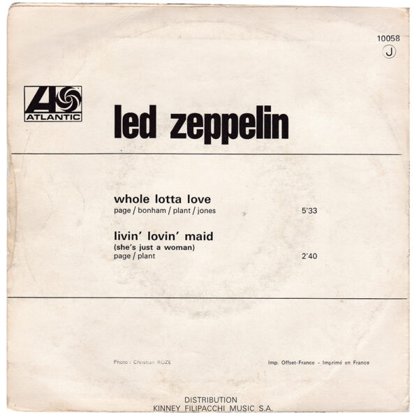 Single <br>France (10 058) <br>Whole Lotta Love / Living Loving Maid (#3) - Image 2