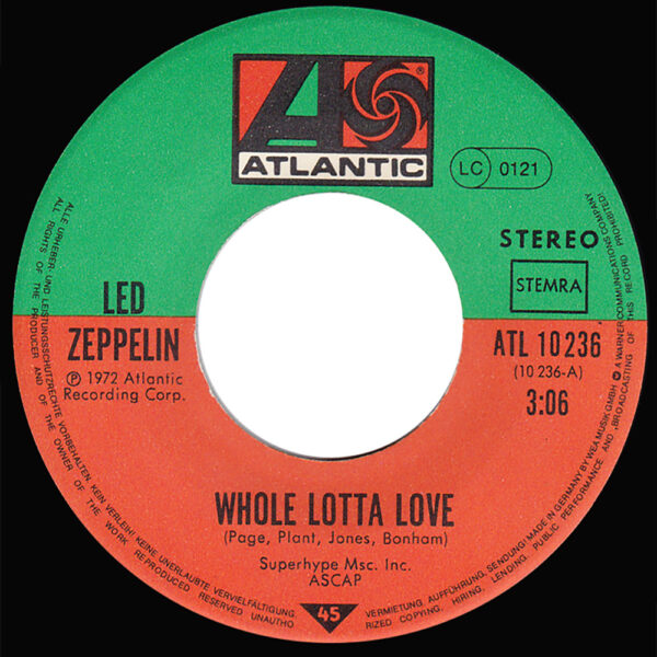 Single <br>Germany (ATL 10236) <br>Whole Lotta Love / Immigrant Song (Original Oldies #2) - Image 3