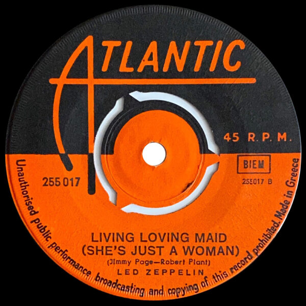 Single <br>Greece (255 017) <br>Whole Lotta Love / Living Loving Maid (#3) - Image 2