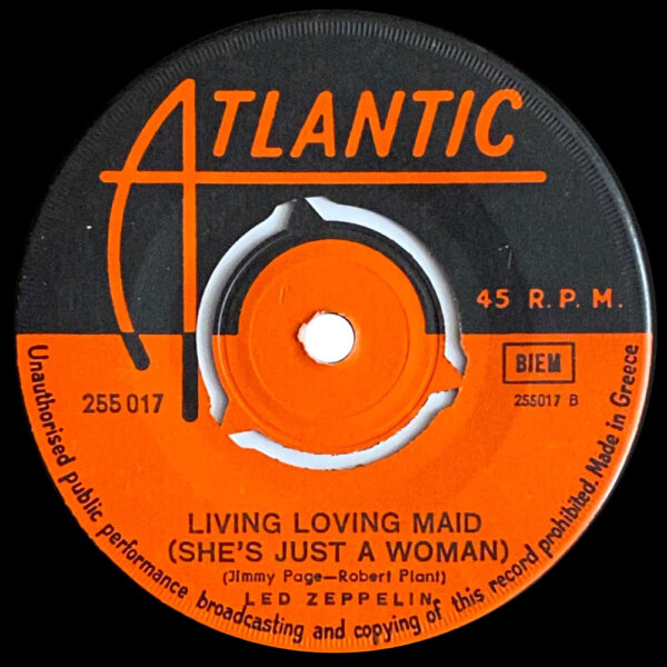 Single <br>Greece (255 017) <br>Whole Lotta Love / Living Loving Maid (#1) - Image 2