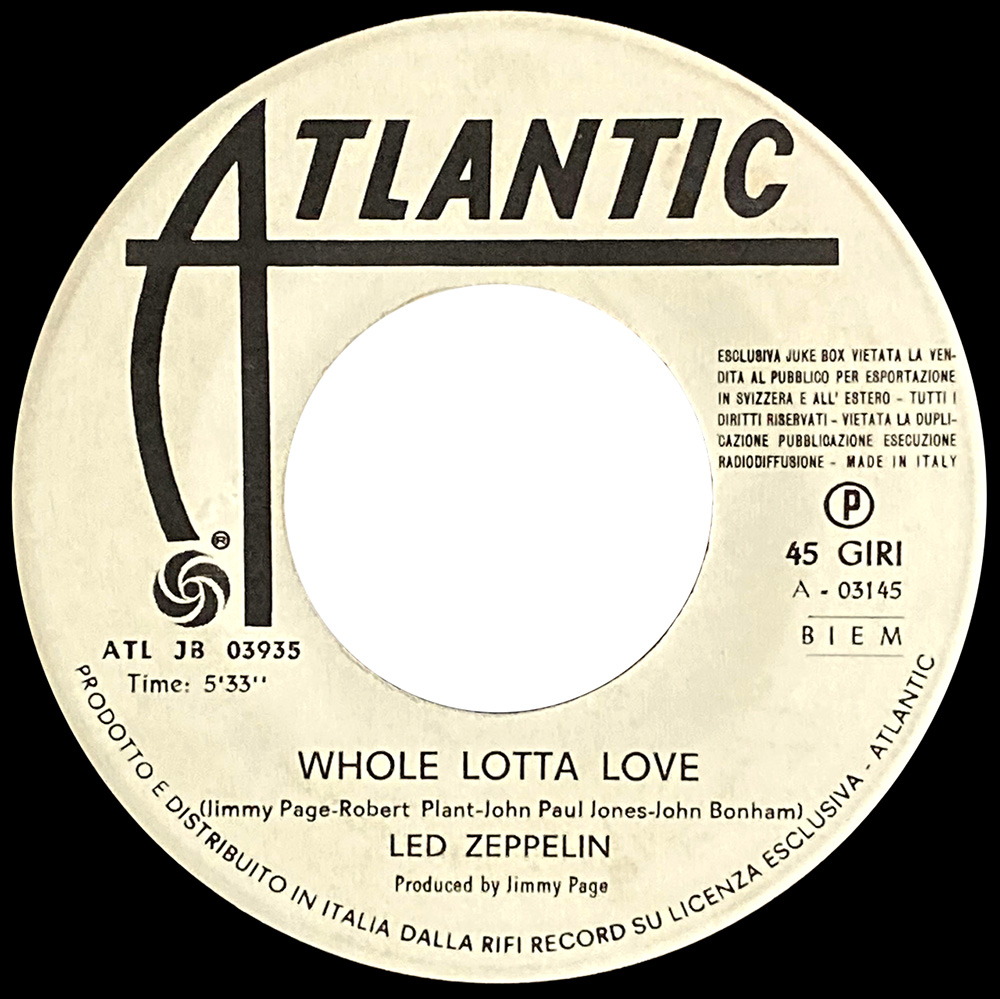 Single <br>Italy (ATL JB 03935) <br>Whole Lotta Love / Free Me (Promo #3) - Image 2