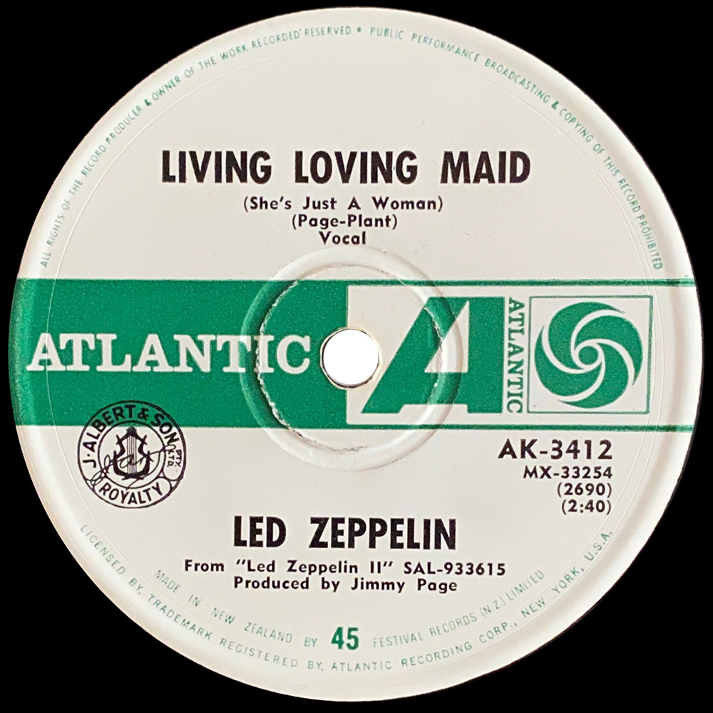 Single <br>New Zealand (AK-3412) <br>Whole Lotta Love / Living Loving Maid - Image 2