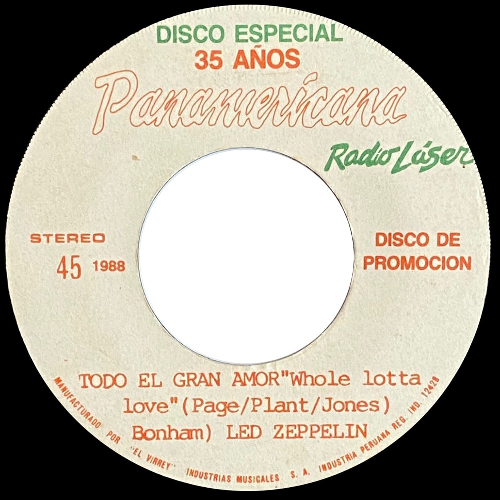 Single <br>Peru (ATL 7035 IF) <br>Whole Lotta Love / I Wanna Rock (Promo) - Image 2